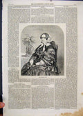Original Old Antique Print 1861 Mrs Gore Sitting Chair Beautiful 19th