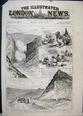 Original Old Antique Print 1885 Afghan Boundary Bolan Pass Khundalani Gorge