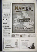 Old Vintage Print 1917 Napier Car Evan Pastille Himrod Asthma Cure Advert 20th