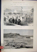 Old Antique Print 1884 War Soudan Baker Pasha Fort Massowah Korsoko Nile 19th