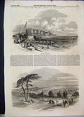 Original Old Antique Print 1849 Worthing Beach Turnbridge Wells Race Course