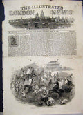 Original Old Antique Print 1845 Epsom Races Derby Day Course 19th