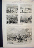 Original Old Antique Print 1879 Zulu War Fort Helpmakaar Troops Transport 19th