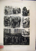 Original Old Antique Print 1882 Easter Russia Isaac Cathedral Christus Voskris