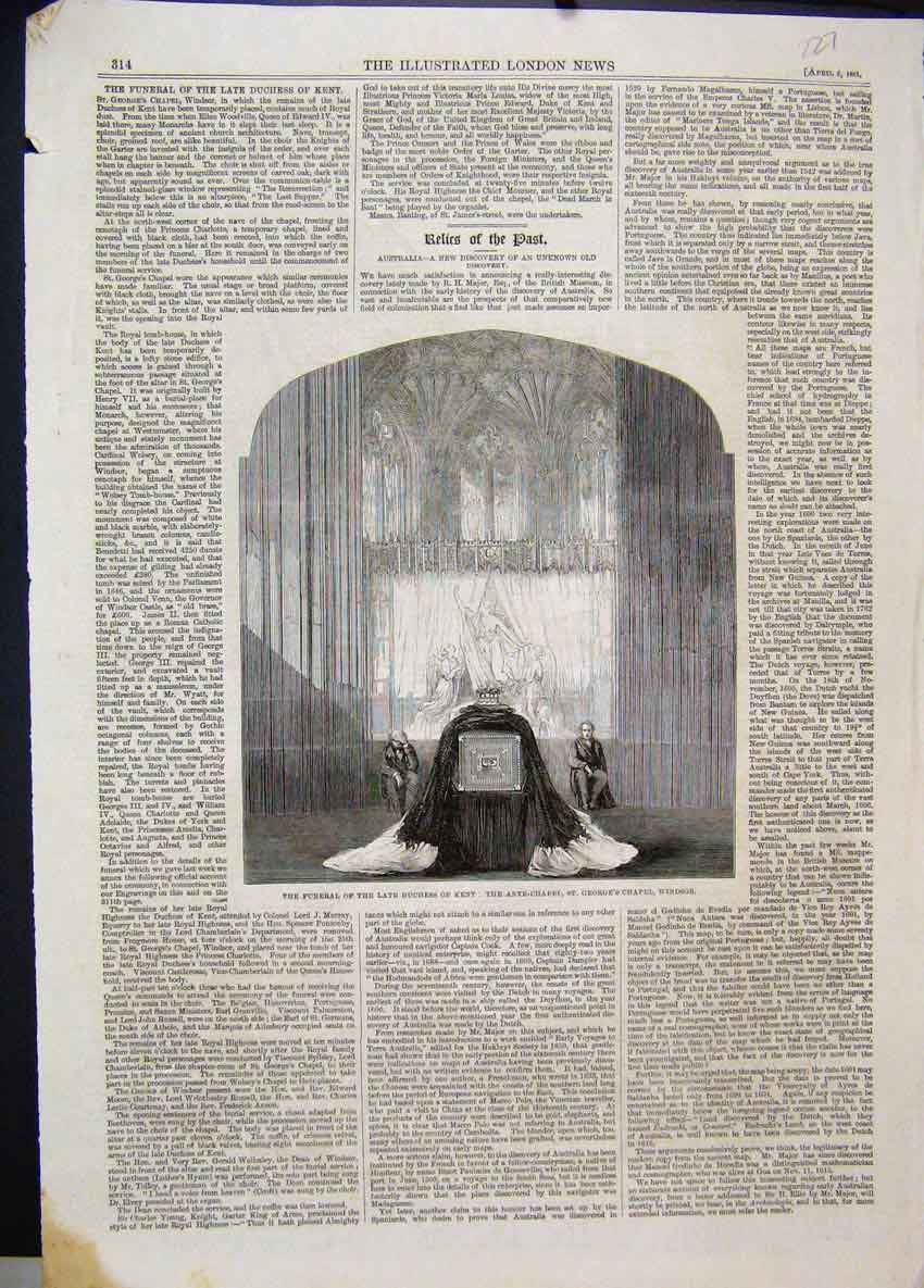 Old Antique Print 1861 Funeral Duchess Kent Ante Chapel Georges Windsor 19th