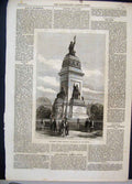 Original Old Antique Print 1870 Monument King William Holland Hague Victorian