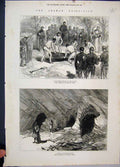 Original Old Antique Print 1879 Afghan Expedition Sier Funeral Jellalabad River