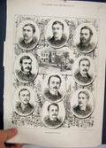 Original Old Antique Print 1877 Universities Boat Race Cambridge Crew Portraits