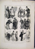 Original Old Antique Print 1881 Lobby House Commons Policeman Men Work Sketches
