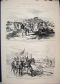 Old Antique Print 1884 War Soudan Relief Tokar General Graham Teb Sketch 19th