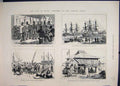 Original Old Antique Print 1882 War Egypt Ships Cattle Port Said Garrison Siers