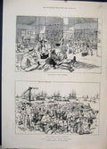 Old Antique Print 1884 Bluejackets Camp Souakim War Soudan British Sketch 19th