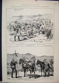 Old Antique Print 185 War Soudan Battle Abou Klea Guards Stone Wall Horse 19th