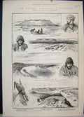 Original Old Antique Print 1885 Afghan Boundary Commission Taj Nazer Eshan Syud