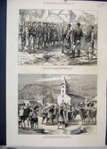 Original Old Antique Print 1876 War Roll Call Ivanitza Valuables Siers Sketches