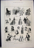 Old Antique Print 1883 Musical Recollections James Hall Symphony Violin 19th