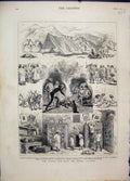 Old Antique Print 1879 Afghan War Bombay Division Mess Camp Fire Bunnias 19th