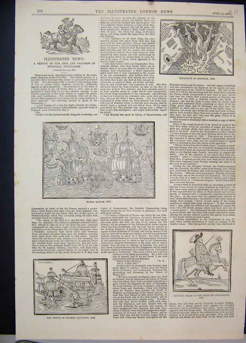Old Antique Print 1879 Prince Wales Squadron General Lucas Naval Battle 19th