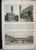 Old Antique Print 188 Queen Florence Palazzo Vecchio Ponte Loggia Lanzi 19th