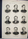 Original Old Antique Print 1876 Universities Boat Race Oxford Crew Portraits
