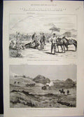 Old Antique Print 1885 War Soudan Fight Hasheen Horse Artillery Sketches 19th
