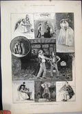 Old Antique Print 1889 Middleman Shaftesbury Theatre Acting Women Sketch 19th