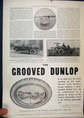 Original Old Antique Print 1910 Grooved Dunlop Tyre Bonnetless Car Motor Advert