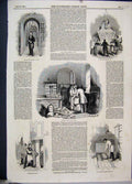 Old Antique Print 1844 Money Order Vaults Newspaper Bin Indian Mail Hoist 19th