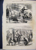 Original Old Antique Print 1876 Prince Wales Malta Colours Regiment Horse Ship