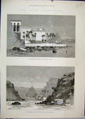 Old Antique Print 1884 Nile Expedition Lord Wolseley Temple Chilie Yacht 19th
