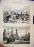 Old Antique Print 1882 Royal Wedding Passing Esher Married Windsor Horse 19th