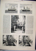 Old Antique Print 1887 Modern Man War Ship Athletics Guns Calypso Active 19th