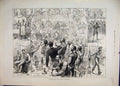 Original Old Antique Print 1882 Banquet Naval Forces Davenport Food Victorian
