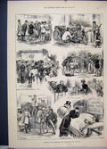 Old Antique Print 1879 Smithfield Club Cattle Show Prince Wales Sketches 19th