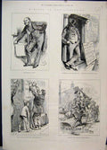Original Old Antique Print 1885 Electioneering Agent Othello Theatre Humour