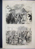 Original Old Antique Print 1876 Herzegovina Fire Gunpowder Grahovo Ambulance