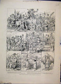 Old Antique Print 1882 Grand Historic Procession Berne Switzerland Sketch 19th