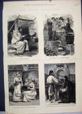 Original Old Antique Print Paris Exhibition Turkish Shoemaker Dutch Women 1878