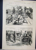 Old Antique Print 1877 War Shells Varna Running Gauntlet Russian Danube 19th