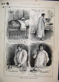 Original Old Antique Print 1891 Beechams Pills Man Searching Comedy Sketch 19th