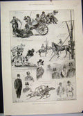 Original Old Antique Print Derby Day Sketches Royal Box Horses 1898 Victorian