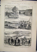 Original Old Antique Print Sketches South Africa Officers Graves Bronker 1881