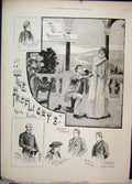 Original Old Antique Print 1889 End Honeymoon Profligate Garrick Theatre 19th