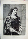 Original Old Antique Print 1889 Silvia Shakespears Heroines PortraitVictorian
