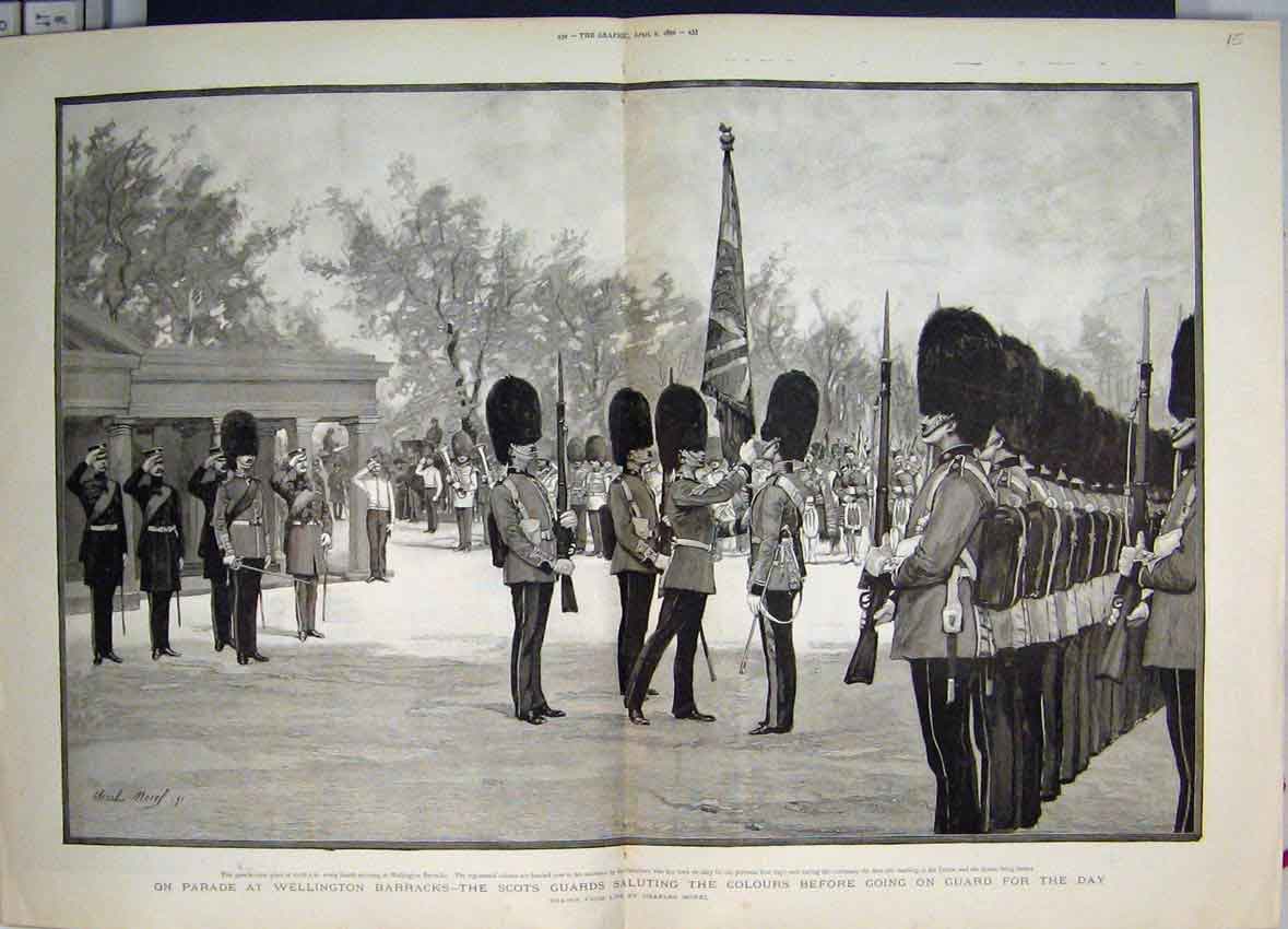 Original Old Antique Print Sketch Terrace Germain Children Women Men Day Out