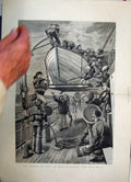 Original Old Antique Print 1881 Fire Alarm Rescue Lifeboat Ship Fine Art 19th