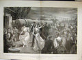 Original Old Antique Print 1894 Dancing Ball Battleship Romance Fine Art 19th