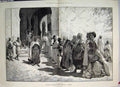 Original Old Antique Print 1881 Algerian Beggars At The Door A Mosque Victorian