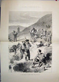 Original Old Antique Print 1881 On The Slope Laing'S Neck Dead Wounded Men 19th