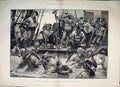 Original Old Antique Print 1881 Royal Princes On Board Flying Squadron Victorian